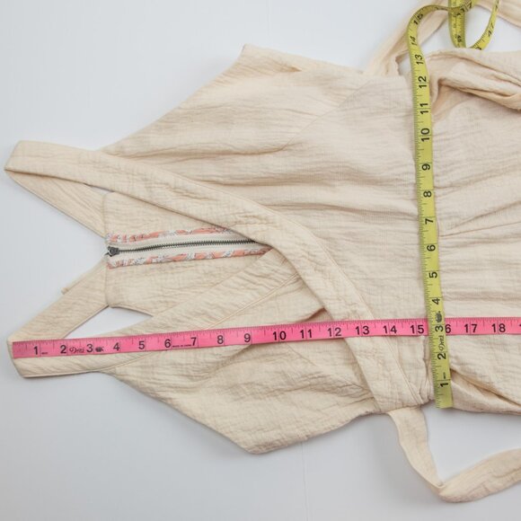 By Anthropologie Demi Textured Jumpsuit Sleeveless Cotton V-Neck Cream Size 2 - Picture 6 of 8